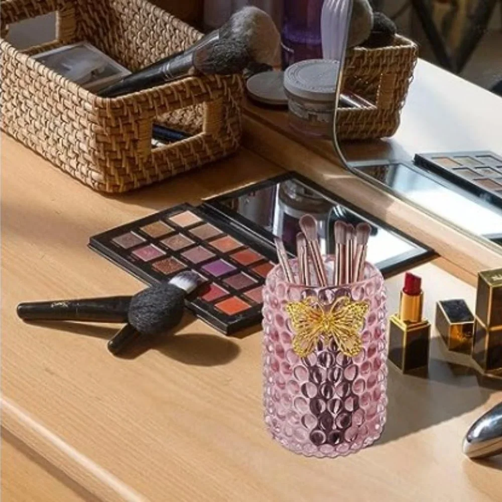 Glass Makeup Brush Holder - Cosmetic Brush Organizer - Office Pen/Pencil Holder